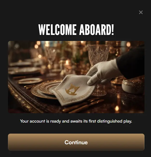 Banner after the HarryCasino Login